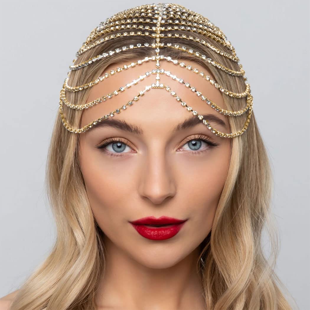Amazon.com: CAKURE 1920s Crystal Cap Headpiece Flapper Cap Head